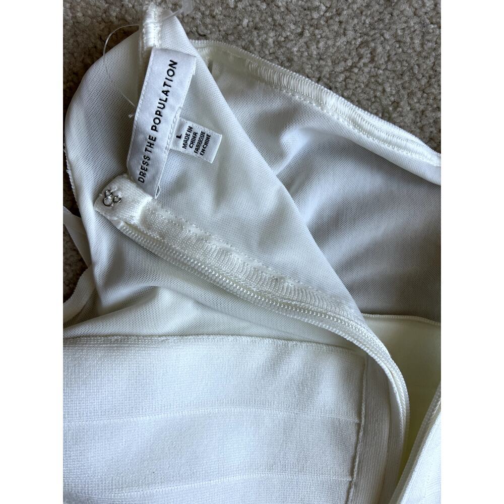 Dress the Population white bodycon stretchy cocktail party dress size L - Picture 5 of 6